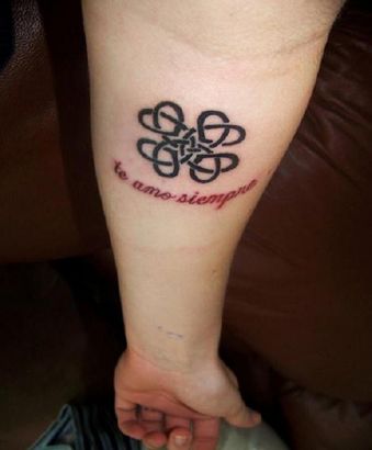 Celtic Knot And Text Tattoo